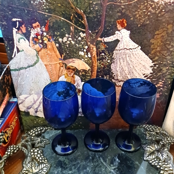 Libbey Other - Vintage Libbey Cobalt Blue Wine Goblets  Set of 4🍷Gift! 🎁
